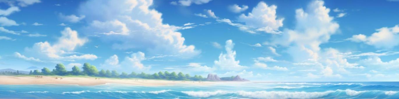 Illustration, beach, sea, sky, 