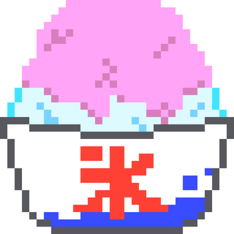 ドット絵風かき氷（ピーチ味） かき氷,ピーチ,お祭り,アイス,夏,ドット絵風のイラスト素材
