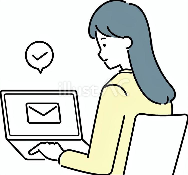 パソコンでメールを受信した女性 男性,女性,オフィスのイラスト素材