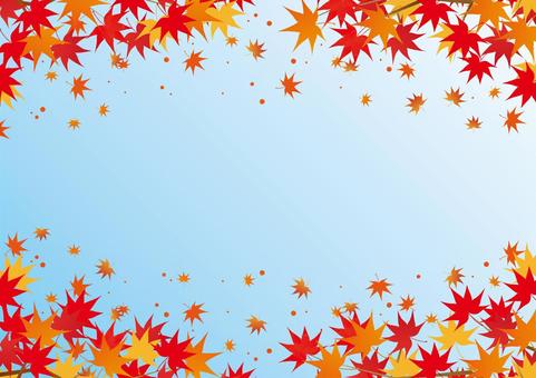 紅葉と青空のフレーム背景素材