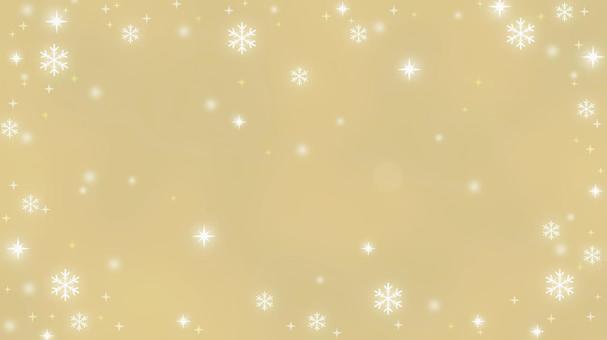 ゴールド背景に光とキラキラと雪の結晶