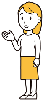  ロングヘア女性(黄)-555-全身