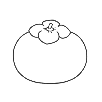 柿の白黒手描きイラスト1 柿,白黒,フルーツ,秋,手描き,挿絵,単品,シンプル,果物,食べ物のイラスト素材