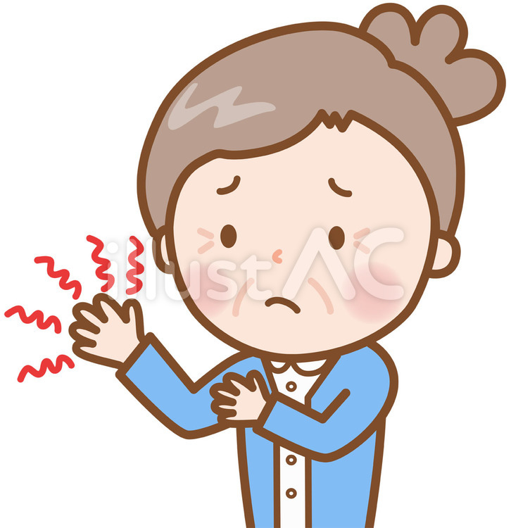 指のしびれ：おばあさん 指のしびれ,指,手指のイラスト素材