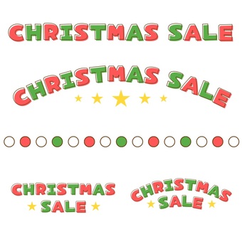 クリスマスセールの文字デザイン クリスマス,セール,文字デコ,赤,緑,星,黄色,英語,かわいい,ポップのイラスト素材