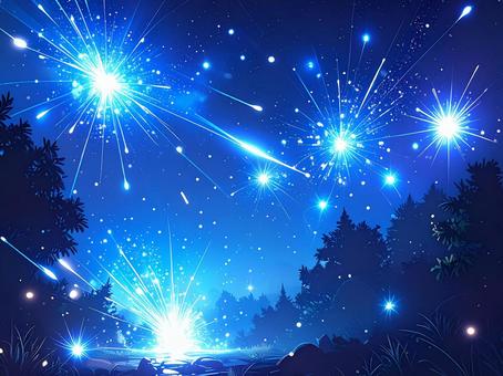 夜空にスパークする光の背景イラスト