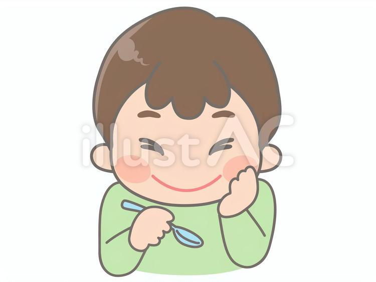 おいしいのポーズをする男の子 おいしいのポーズをする男の子 おいしい,笑顔,男の子のイラスト素材