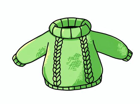 Illustration, sweater, green, knitting, 