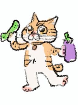 Eggplant, cucumber and cat, JPG and PNG Eggplant, cucumber and cat, cat, animal, tea tiger, JPG and PNG