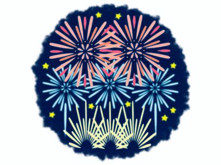 Illustration, fireworks, star mine, summer festival, 