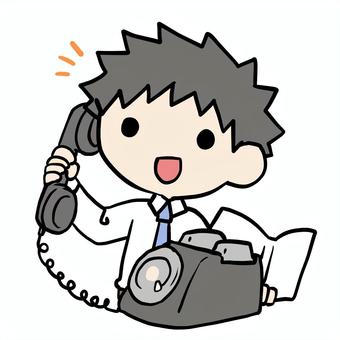 黒電話をかける男性 男性,黒電話,通話,話,家電,ダイヤル式,注文,アナログ,発注,電話のイラスト素材