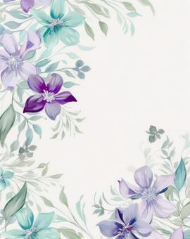 淡水彩花框, 花, 植物, 水彩, JPG