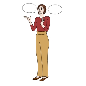 手振りを交えて会話・議論をする女性　