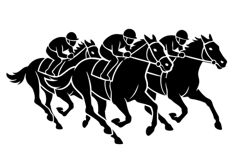 馬のシンプルなイラスト 馬,競馬,騎手,乗馬,ジョッキー,複数,年賀状,賀年,干支,午年のイラスト素材