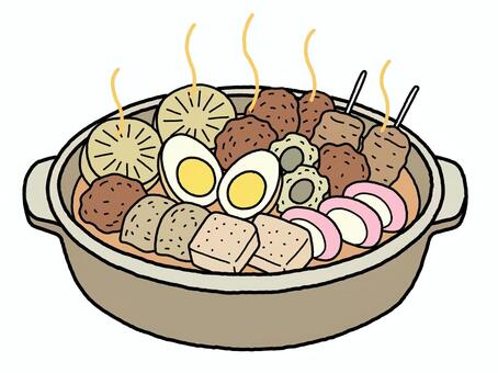 おでん おでん,和食,食べ物,料理,食事,シンプル,線画,手描きのイラスト素材