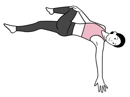 手書き_ヨガポーズ_ワニのポーズ_01 手書き,線画,ヨガ,ヨガポーズ,ワニのポーズ,ポーズ,ツイスト,ストレッチ,リラックス,エクササイズのイラスト素材