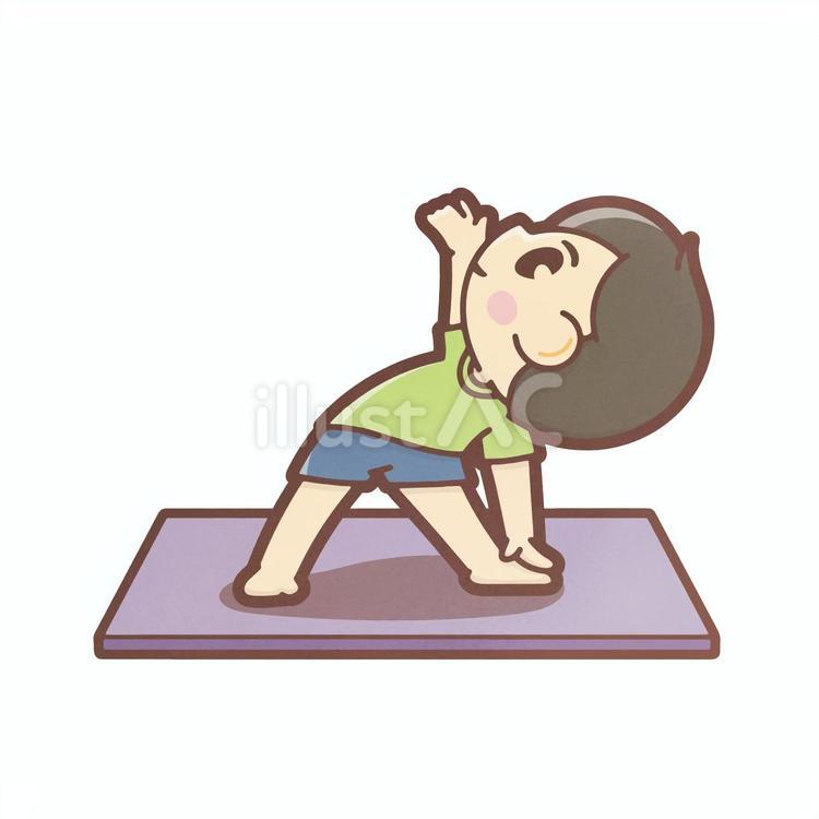 ヨガをする男の子・三角のポーズ 男の子,ヨガ,全身のイラスト素材