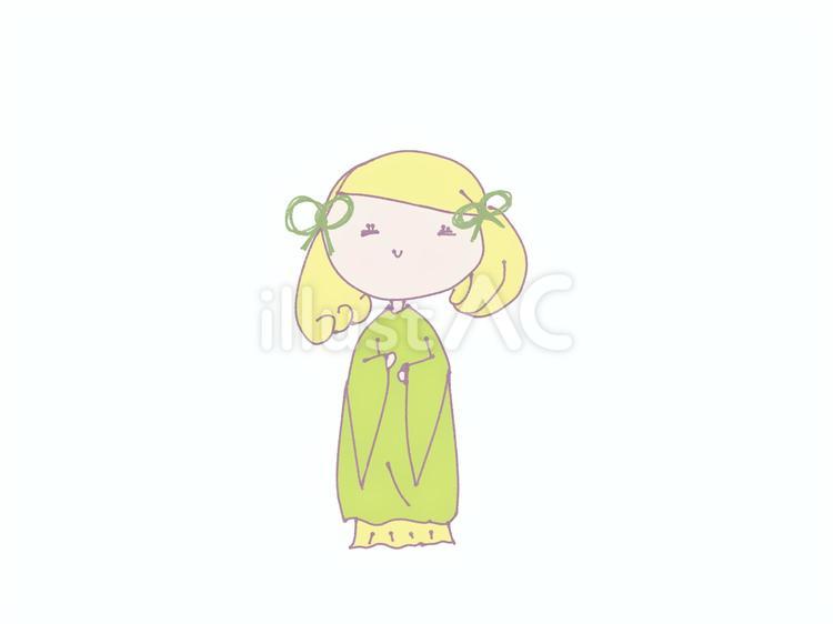 袖の長い服を着た女の子 女の子,振袖,人のイラスト素材