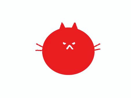 日の丸の様に見える赤い猫 猫,丸い,赤,怒る,お知らせ用,宣伝用,pop調,手描き,素材,商用可のイラスト素材