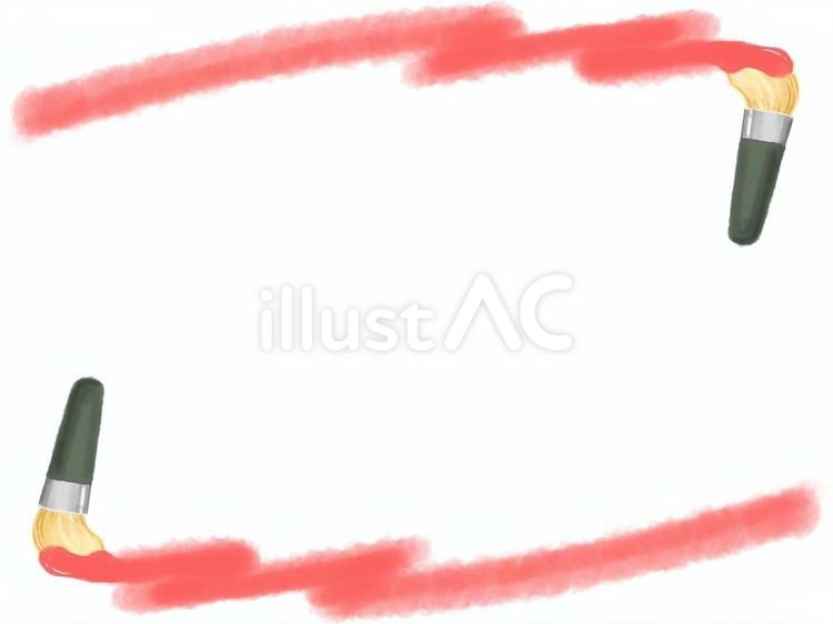 水彩筆　絵の具　フレーム　赤色 水彩,筆,絵の具のイラスト素材