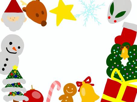 クリスマスフレーム クリスマス,イベント,フレーム,枠,装飾,タイトル,見出し,雪だるま,冬,行事のイラスト素材