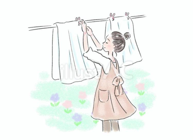 洗濯物を干す女性イラスト - No: 26654263｜無料イラスト・フリー素材なら「イラストAC」