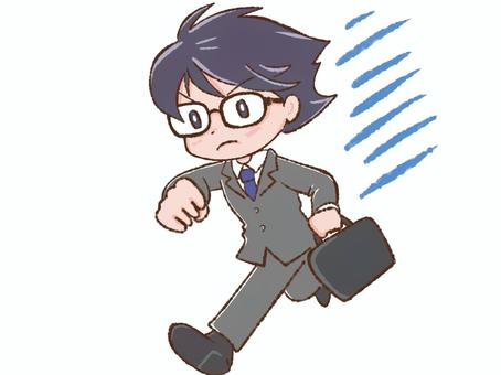 颯爽と走るスーツの男性 走る,疾走,颯爽,働く,急ぐ,忙しい,真剣,外回り,真面目,会社員のイラスト素材