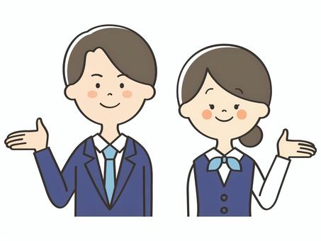 紹介するスーツの男女 紹介するスーツの男女 紹介,案内,説明,教える,紹介する,説明会,解説,アドバイス,スーツ,重要のイラスト素材
