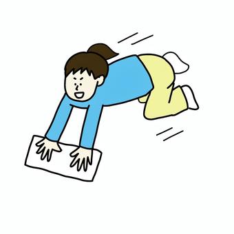 雑巾がけをする女性 女性,人物,シンプル,雑巾がけ,掃除,雑巾,生活,家事のイラスト素材