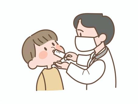 予防接種　経鼻ワクチン　こども　医師 経鼻ワクチン,鼻,予防接種,注射,ワクチン,インフルエンザ,定期接種,予防,医療,感染予防のイラスト素材