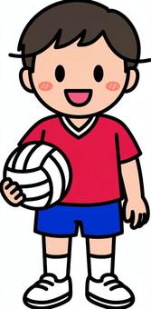 赤のバレーボールの男の子です。 バレーボール,シンプル,スポーツ,体育,クラブ,部活,サークル,運動,球技,競技のイラスト素材