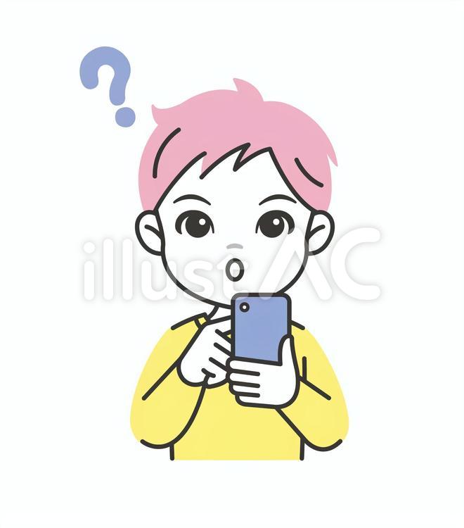 スマホを持つ男の子 男の子,人物,スマホのイラスト素材