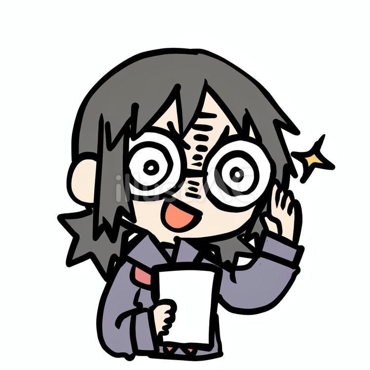 瓶底眼鏡の企む学生少女 少女,瓶底眼鏡,企むのイラスト素材