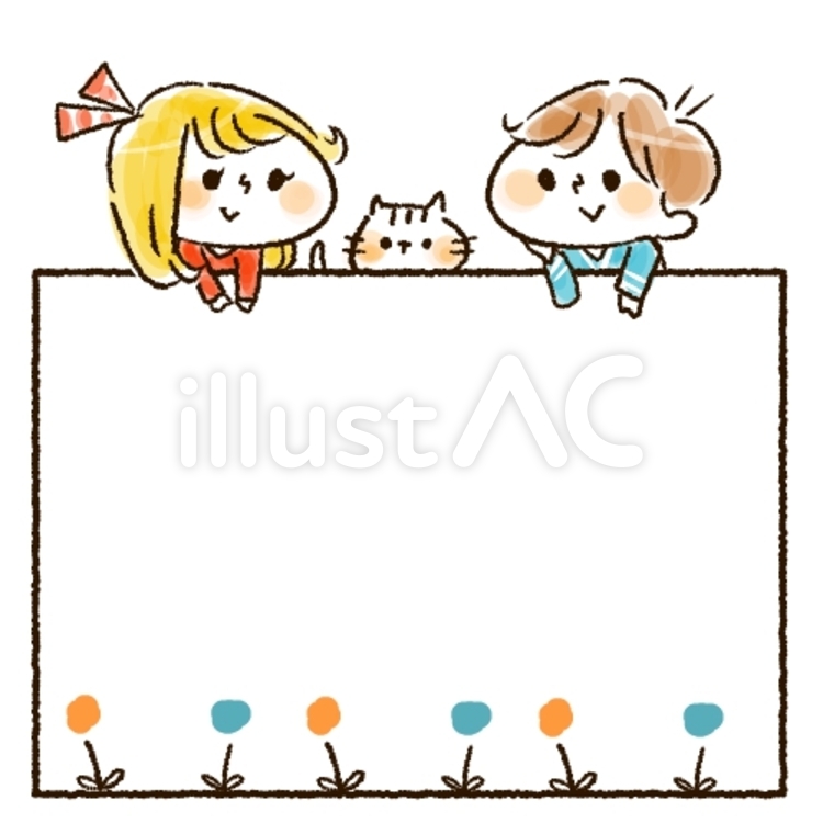 フレーム フレーム,子供,猫のイラスト素材