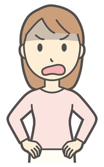  ロングヘア女性-396-バスト 傲慢,悪人,女性,女の子,人物,かわいい,表情,感情,悪い,悪事のイラスト素材