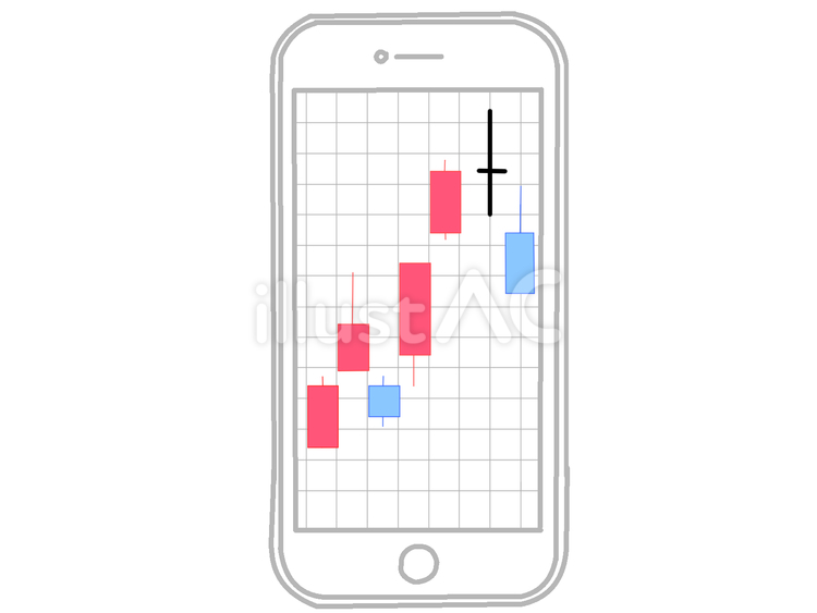 投資：ローソク足グラフ　スマートフォン 為替,投資,トレードのイラスト素材