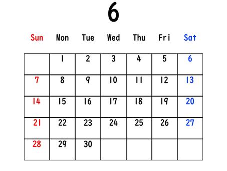 ２０２６年のカレンダー（６月枠あり） カレンダー,スケジュール,2026,予定,６月,シンプル,手書き,暦,書き込み,１ヶ月のイラスト素材