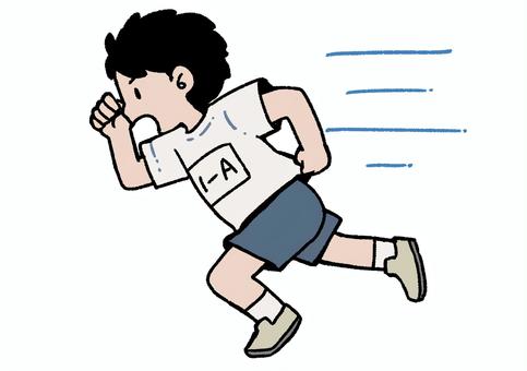 短距離走 短距離走,走る,男の子,体育,体操服,全身,かけっこ,子供,小学生のイラスト素材