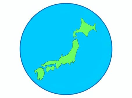 日本地図2 日本,地図,地球儀,丸い,緑,青,アイコン,日本地図,地球,海のイラスト素材