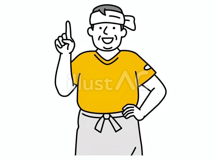 指差しする前掛けをした男性 鉢巻,腕組み,男性のイラスト素材