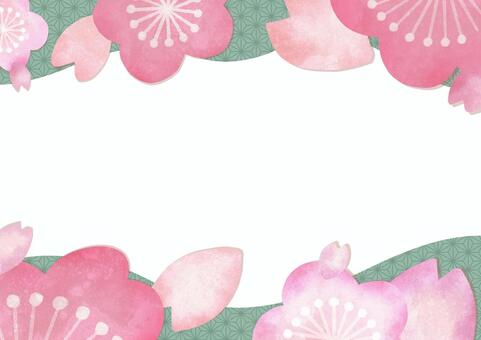 梅と桜の新春フレーム 飾り枠 梅,新春,フレーム,和柄,枠,和風,桜,お正月,年賀状,正月のイラスト素材