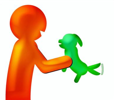 子犬　 犬,子犬,ペット,飼う,人,ふれあい,シンプル,グラデ,ピクトグラムのイラスト素材