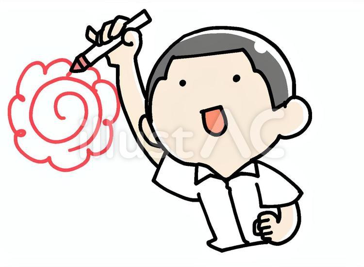 花丸をくれるお兄ちゃん 花丸,満点,男の子のイラスト素材