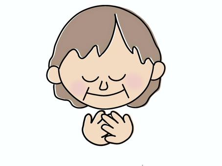 シニア＊想いにはせて 高齢者,お年寄り,おばあちゃん,おばあさん,祖母,老人,シニア,シルバー,手書き,カワイイのイラスト素材