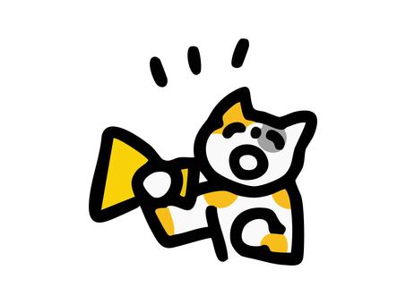 メガホンで話すネコ ネコ,三毛猫,メガホン,応援,声援,大声,セール,呼びかけ,イベント,試合のイラスト素材
