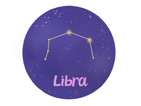 LIBRA  星空　星座線 天秤座,星空,夜空,星座線,12星座,星占い,占星術,誕生日,ギリシャ神話,夏の星座のイラスト素材