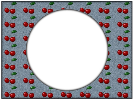 サクランボのフレ−ム　グレー サクランボ,さくらんぼ,フレ−ム,ポストカード,メッセージカード,円,丸,ザラザラ,ノイズ,グレーのイラスト素材