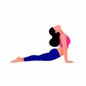 ヨガ 055 ヨガ 055 ヨガ,ストレッチ,女性,エクササイズ,ポーズ,全身,部位,腹筋,筋肉痛,トレーニングのイラスト素材