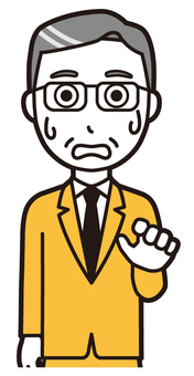  中年スーツ眼鏡(黄)-453-バスト 驚く,サラリーマン,会社員,中年,ビジネスマン,オフィス,ビジネス,営業マン,先生,講師のイラスト素材