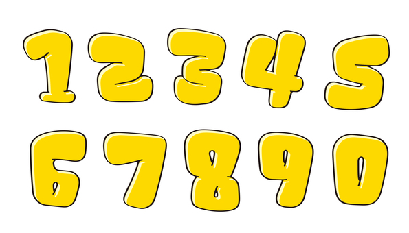 オリジナル数字セットE　立体 数字,フォント,オリジナル,文字,フチ文字,袋文字,ポップ,ラフ,落書き風,手書き風のイラスト素材